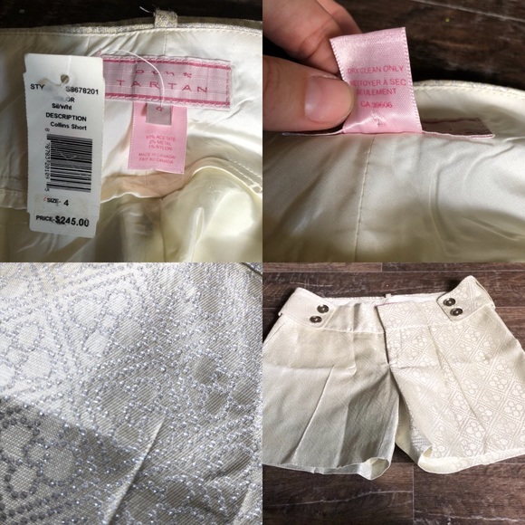 Pink Tartan High Waisted Cream Sparkly Shorts NWT - Picture 6 of 6